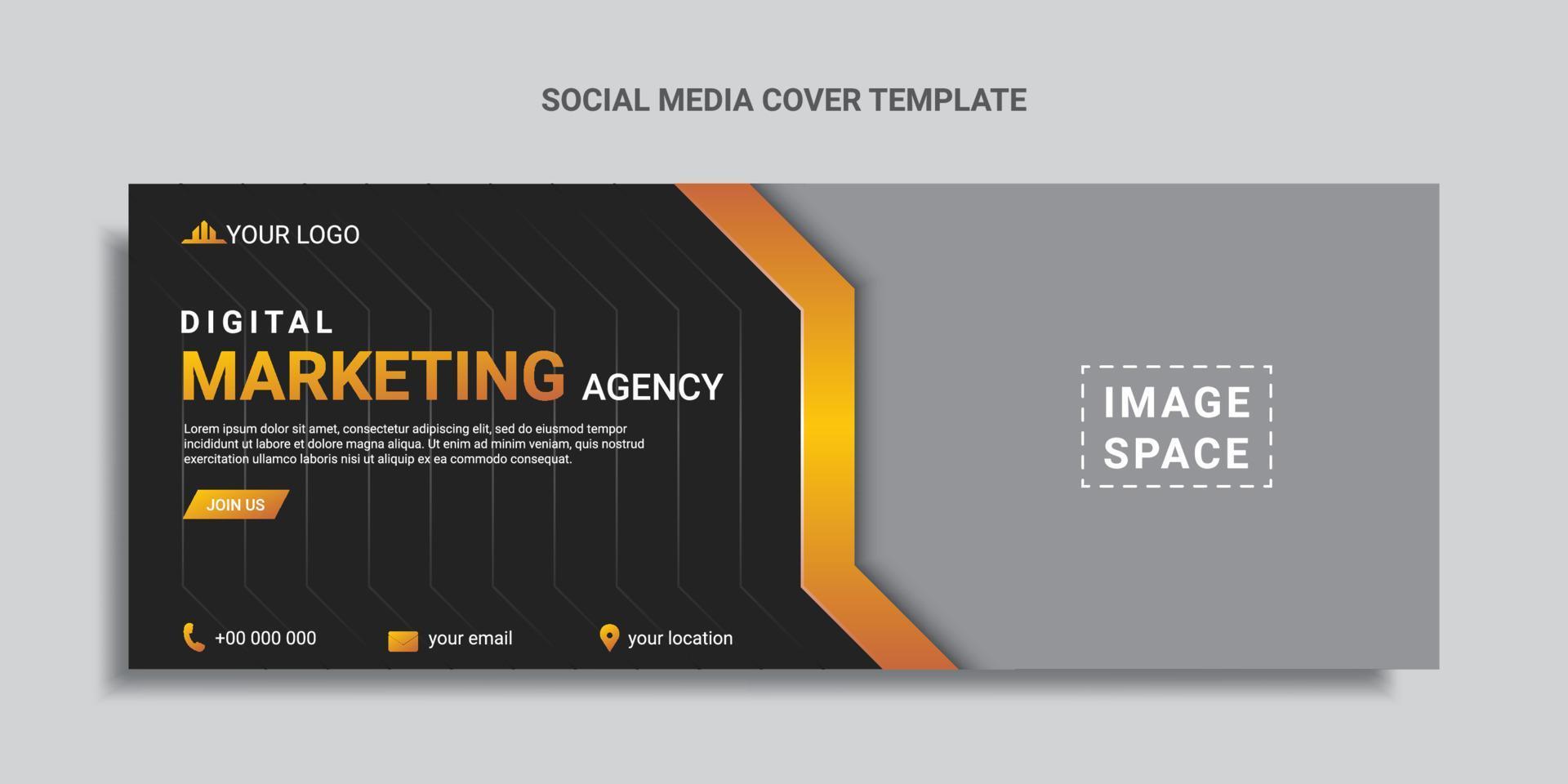digitale marketing agenzia sociale media copertina design o ragnatela bandiera vettore