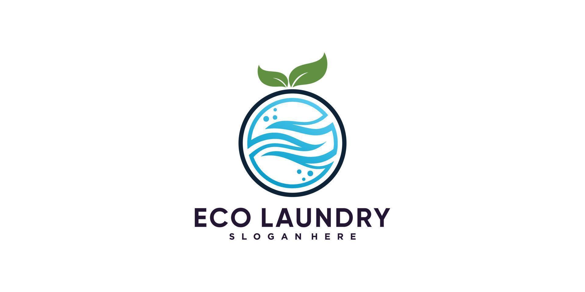 illustrazione di progettazione di logo lavanderia eco con elemento creativo vettore premium