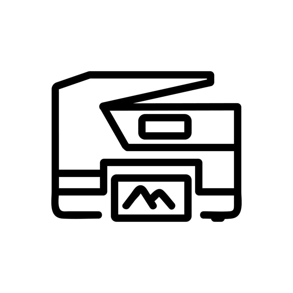 illustrazione del profilo vettoriale dell'icona del dispositivo di stampa di foto della fotocopiatrice