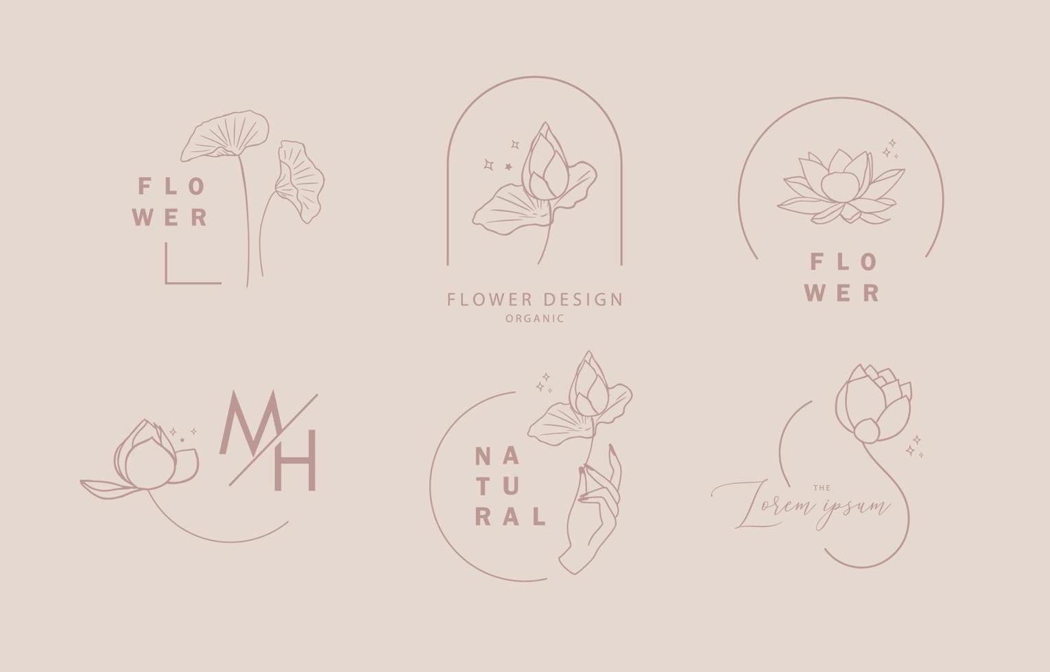 illustrazione marrone del fiore di loto outline.vector per icona, adesivo, stampabile e tatuaggio vettore