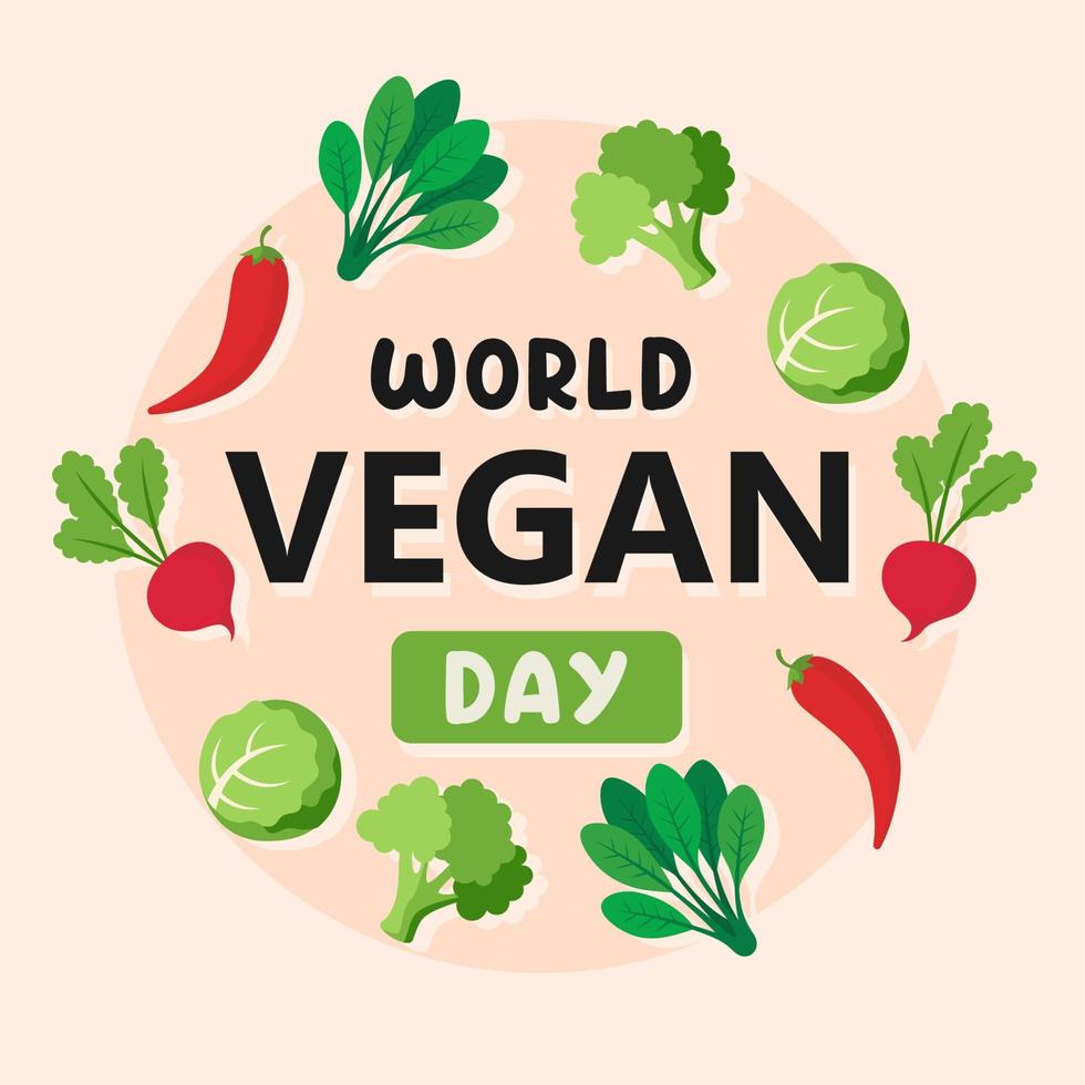 illustrazione della giornata mondiale dei vegani. adatto per sfondo, banner, sfondo, ppt. vettore eps 10