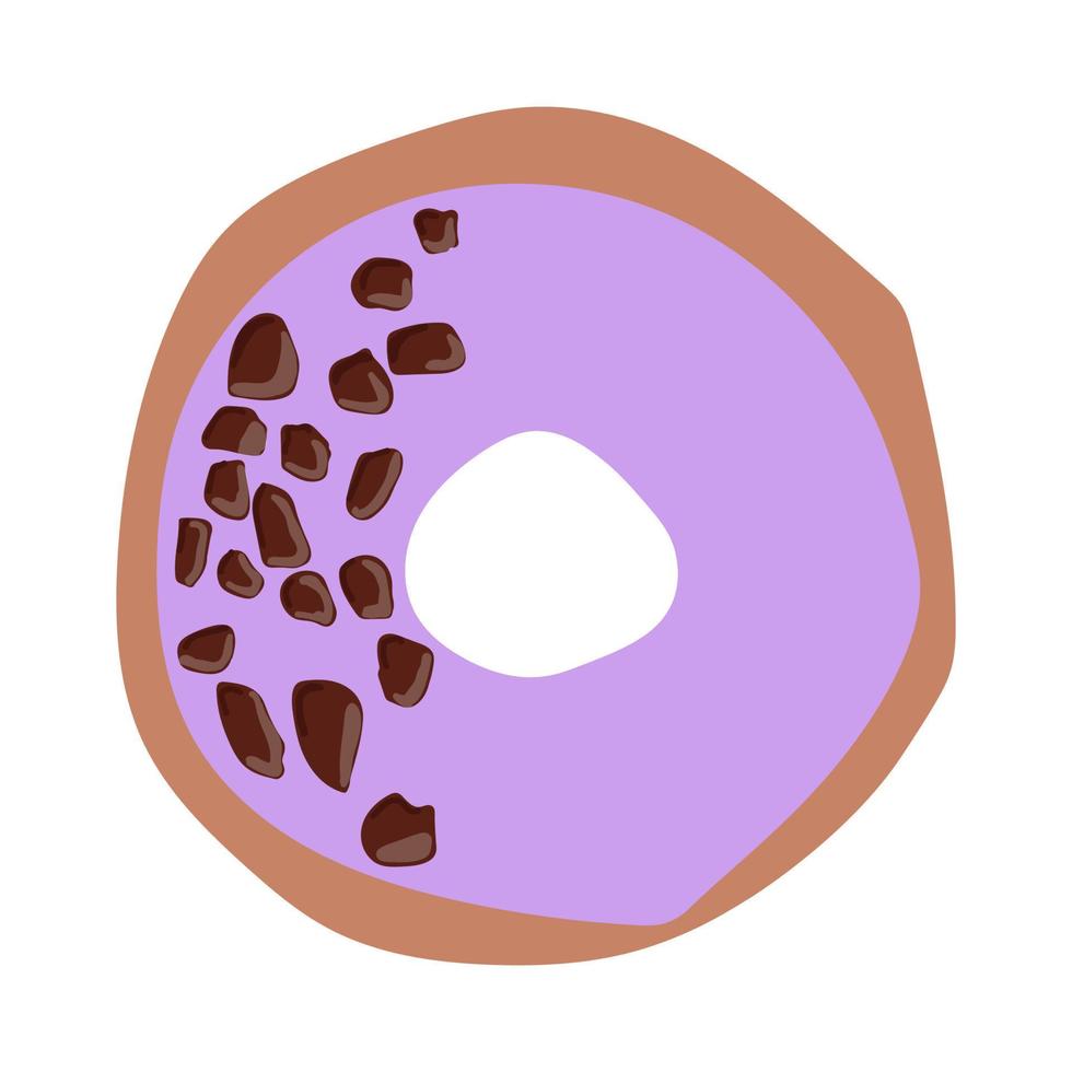 ciambella con icona di ciambella glassa viola, illustrazione vettoriale. vettore