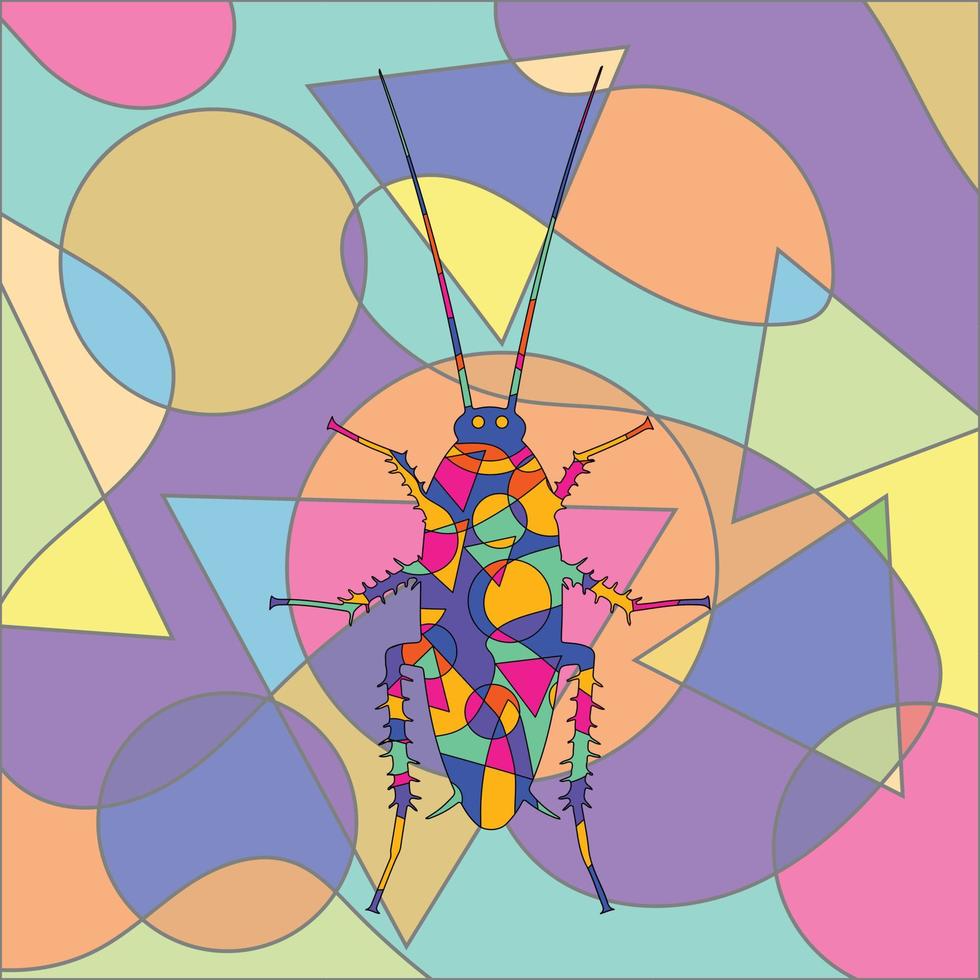 disegno astratto di insetti colorati cubismo surrealismo stile vettore premium