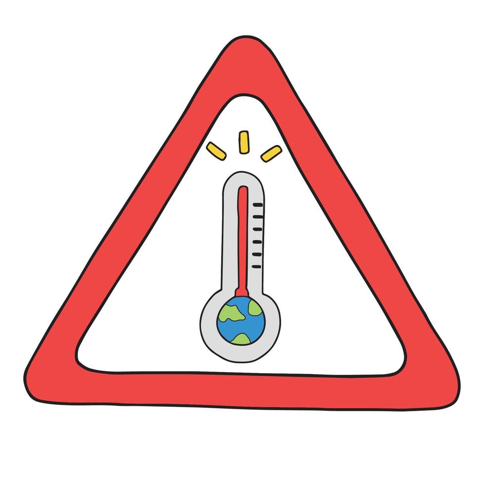 pianeta terra con termometro, concetto di riscaldamento globale. illustrazione vettoriale in stile piatto design moderno. isolato su sfondo bianco. risparmio energetico e ambiente.