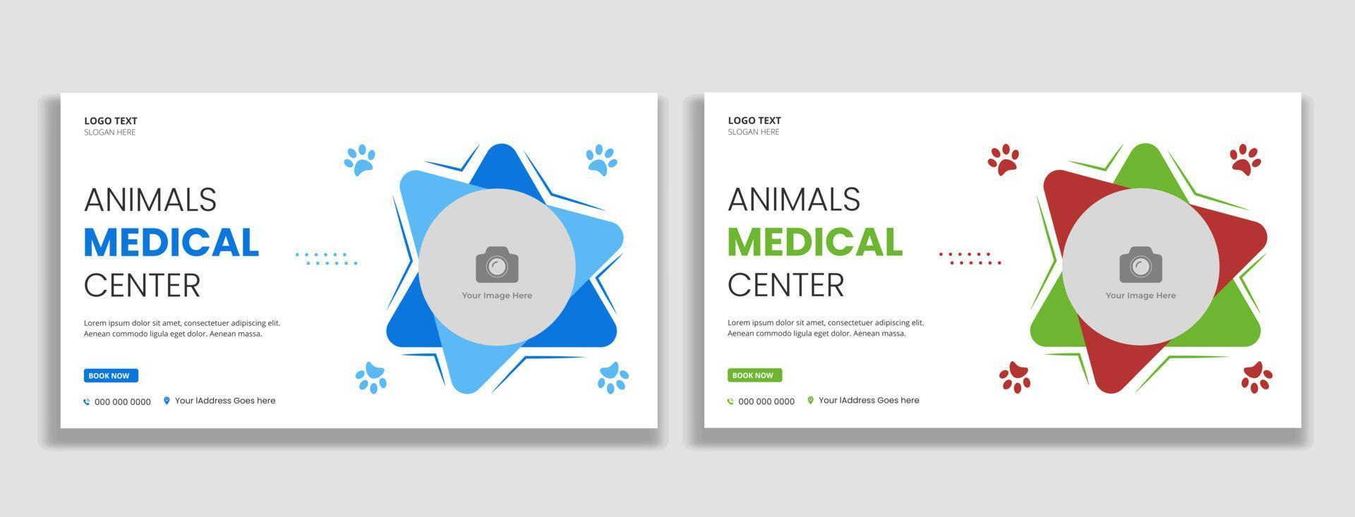 miniatura del centro medico per animali e modello di banner web vettore