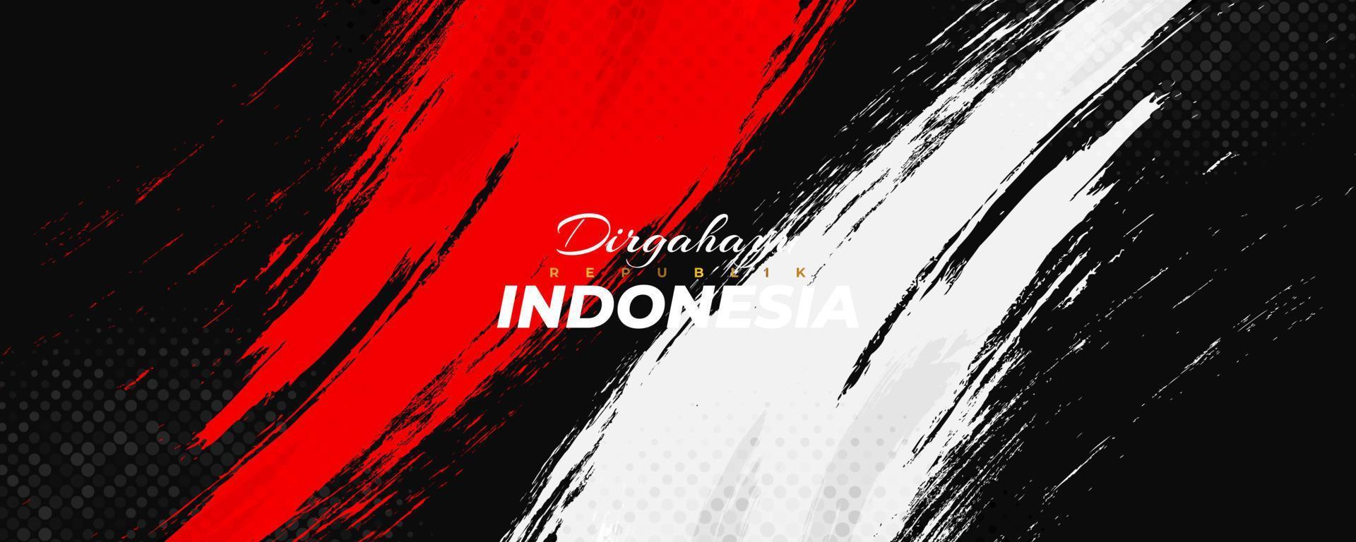 felice giorno dell'indipendenza dell'Indonesia. sfondo bandiera rossa e bianca indonesiana con il concetto di pennello. dirgahayu repubblica indonesiana vettore