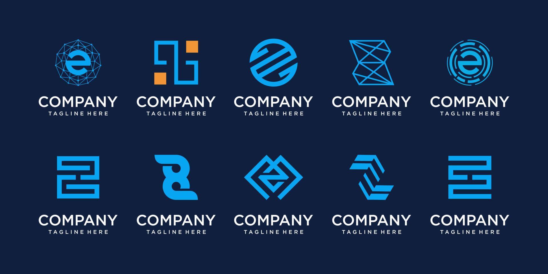set di modello di progettazione del logo della lettera iniziale z della raccolta. icone per il business della moda, dello sport, dell'automotive, della tecnologia digitale. vettore