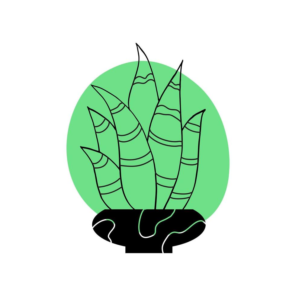 disegno di doodle di piante domestiche. cactus in una pentola. illustrazione vettoriale