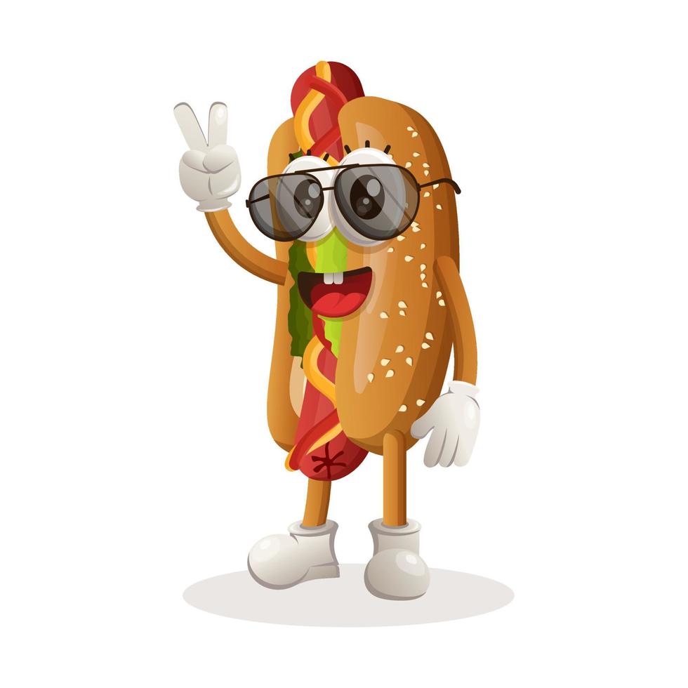 simpatica mascotte hotdog vettore