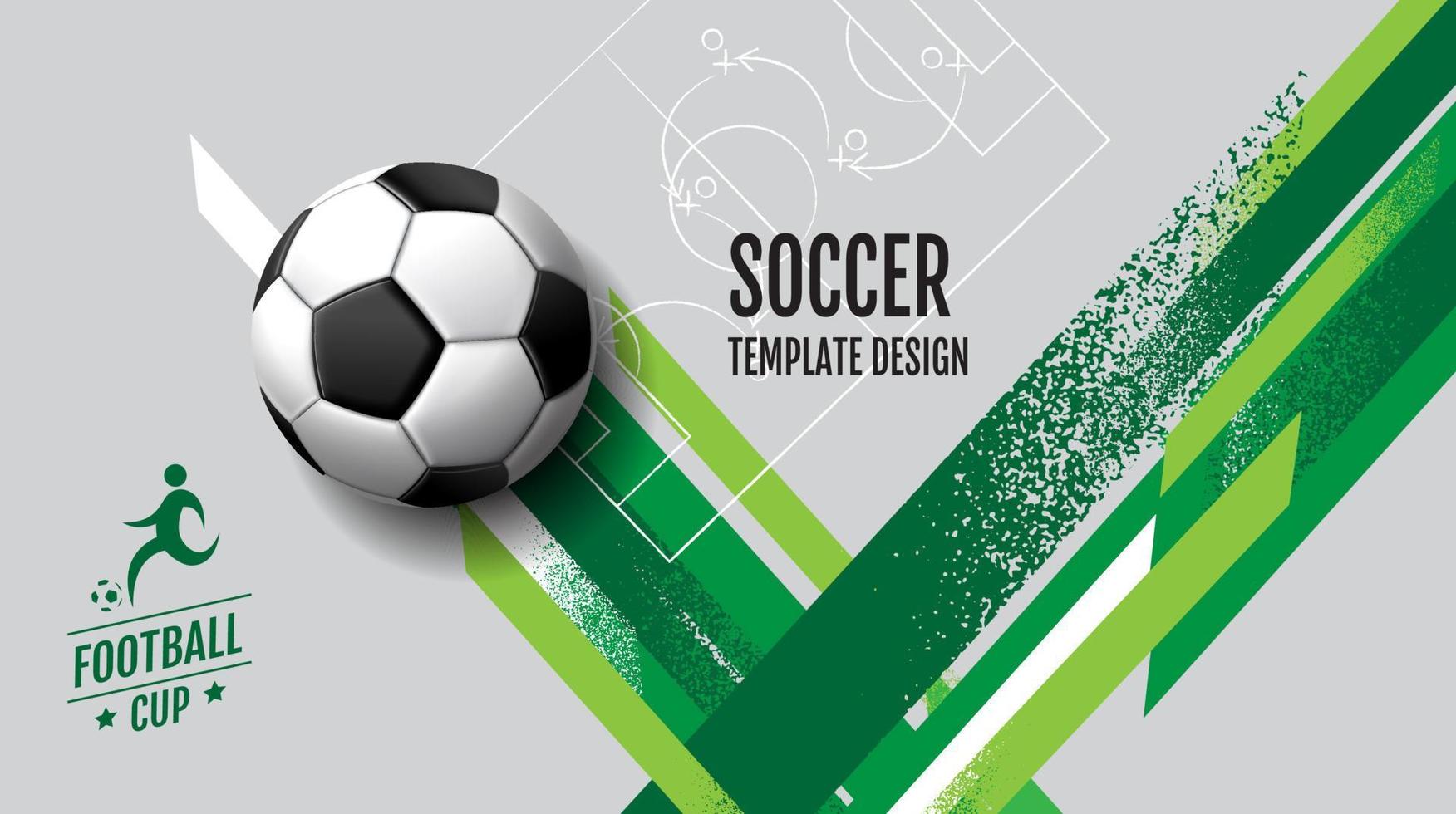 design del modello di calcio, banner di calcio, design del layout sportivo, tema verde, vettore