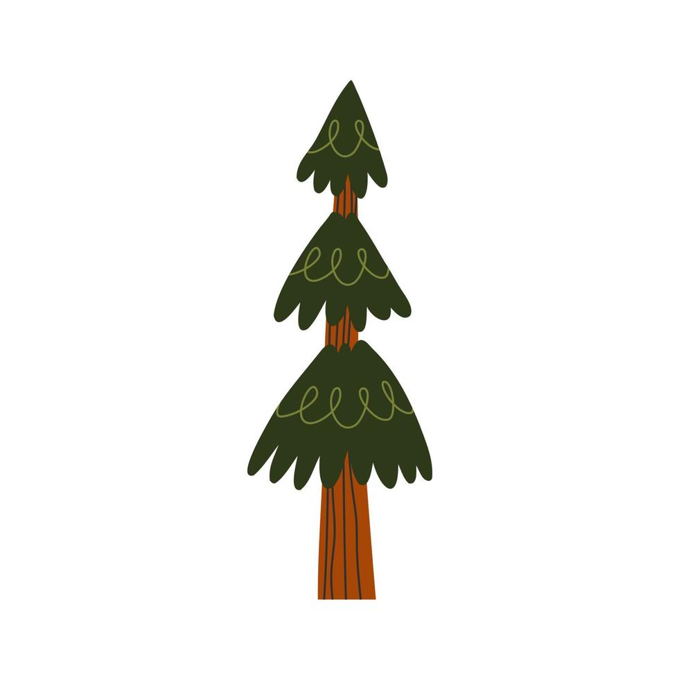 albero di natale dipinto a mano. illustrazione moderna vettoriale piatta per il design.