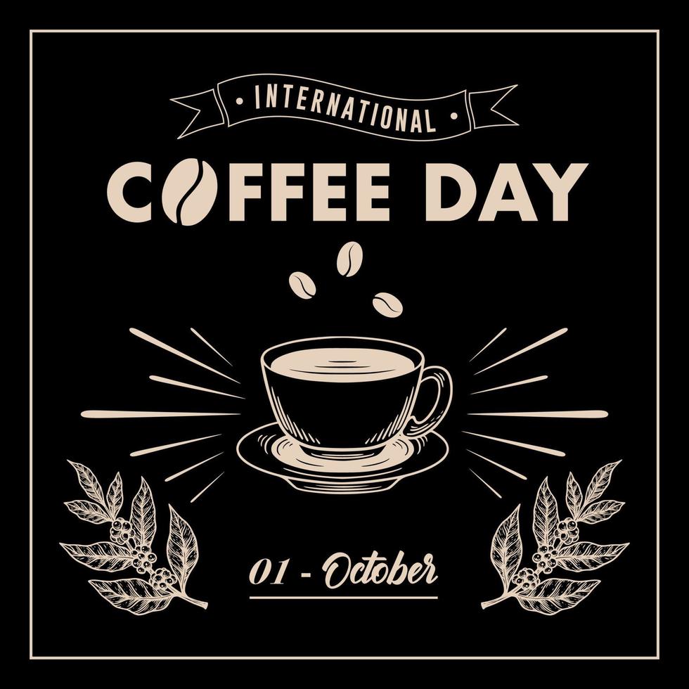 design del modello di sfondo della giornata internazionale del caffè vettore