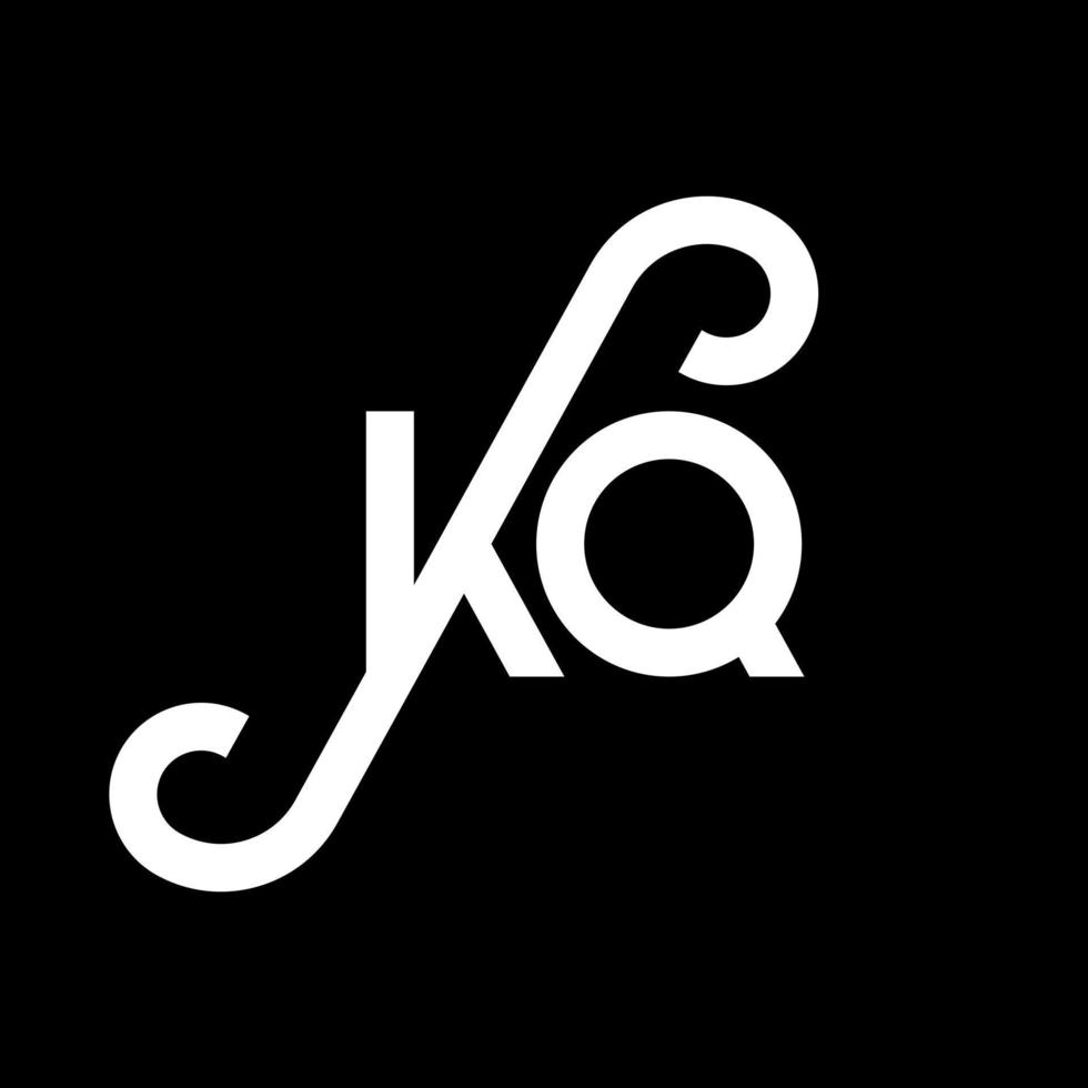 kq lettera logo design su sfondo nero. kq creative iniziali lettera logo concept. disegno della lettera kq. kq bianco lettera design su sfondo nero. kq, kq logo vettore