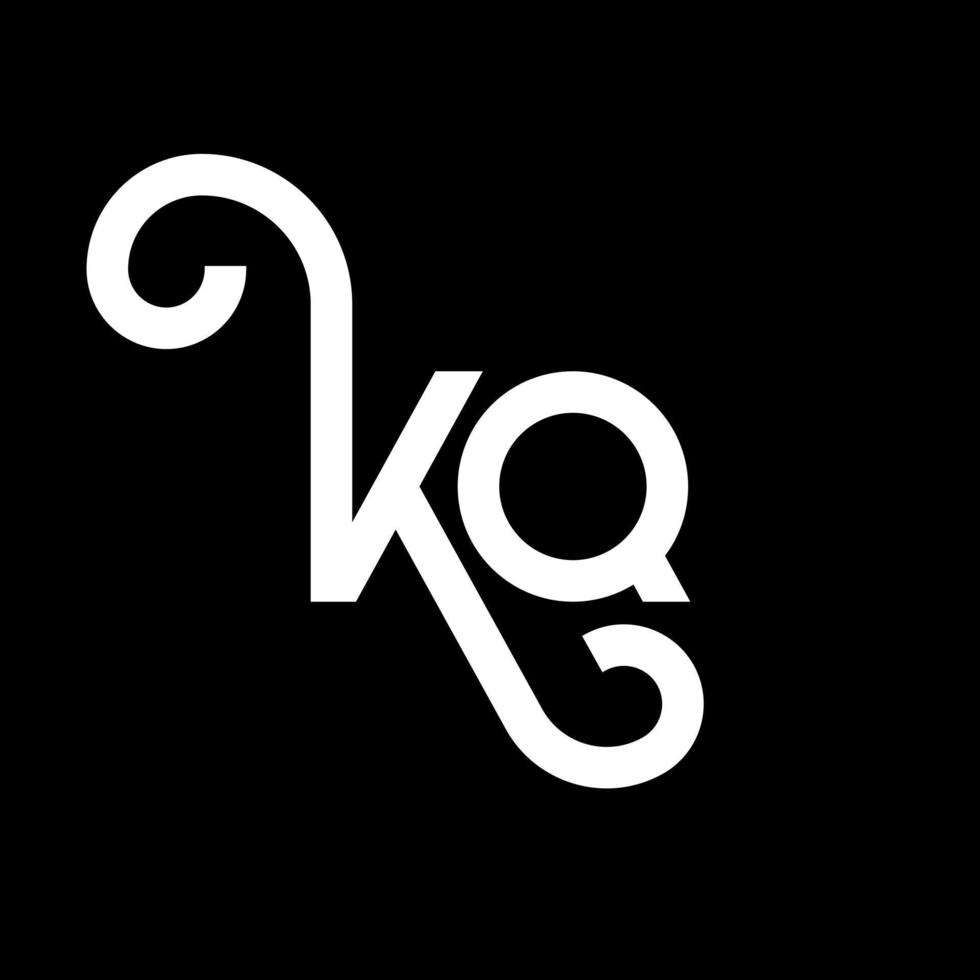 kq lettera logo design su sfondo nero. kq creative iniziali lettera logo concept. disegno della lettera kq. kq bianco lettera design su sfondo nero. kq, kq logo vettore