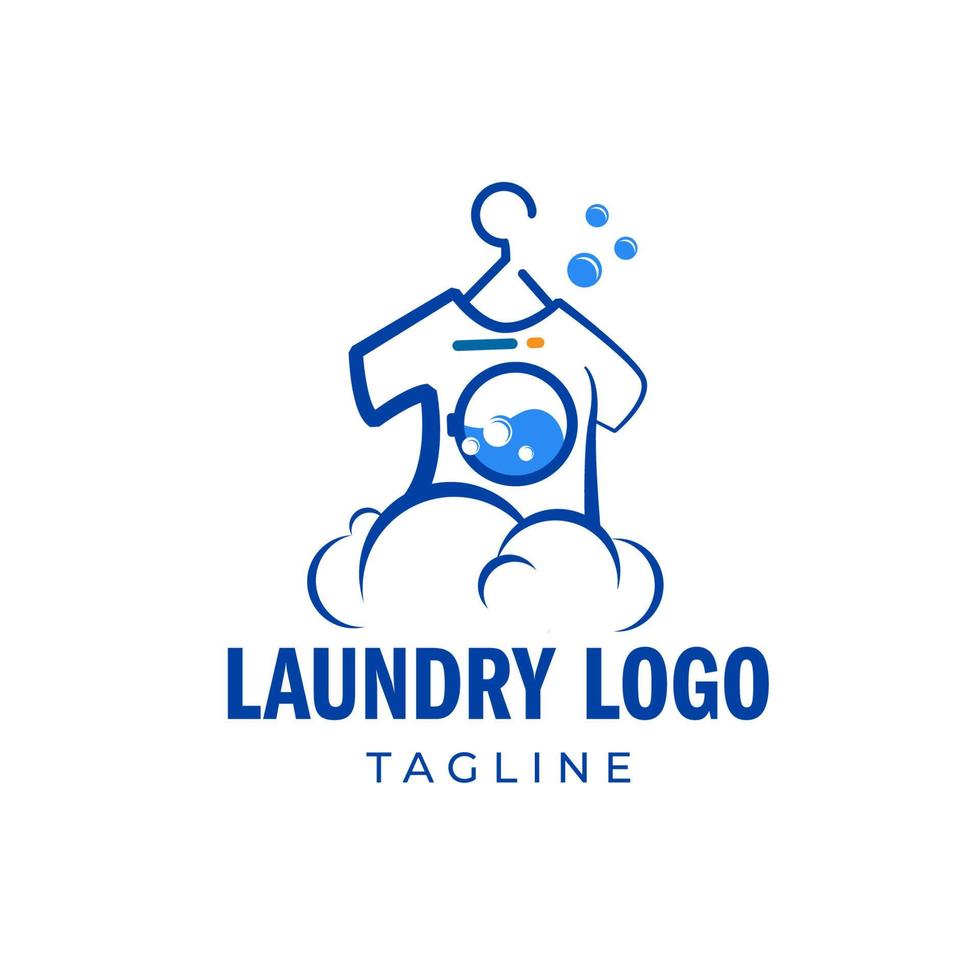 logo blu della lavatrice per bucato, adatto per attività di pulizia vettore