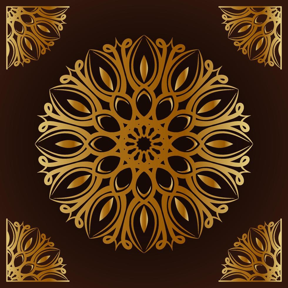 mandala oro con telaio ornamento vettore