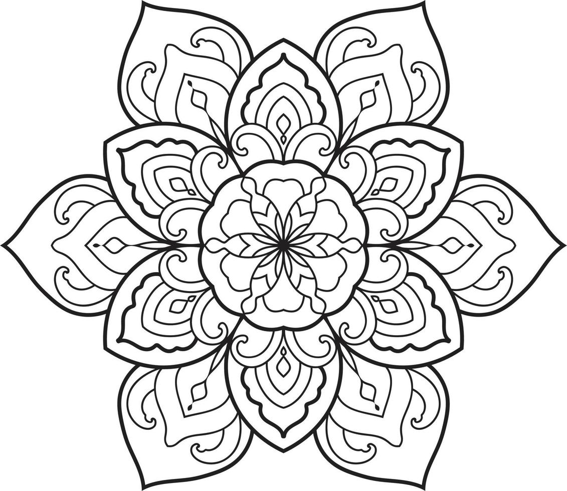 contorno nero fiore mandala pro vettore