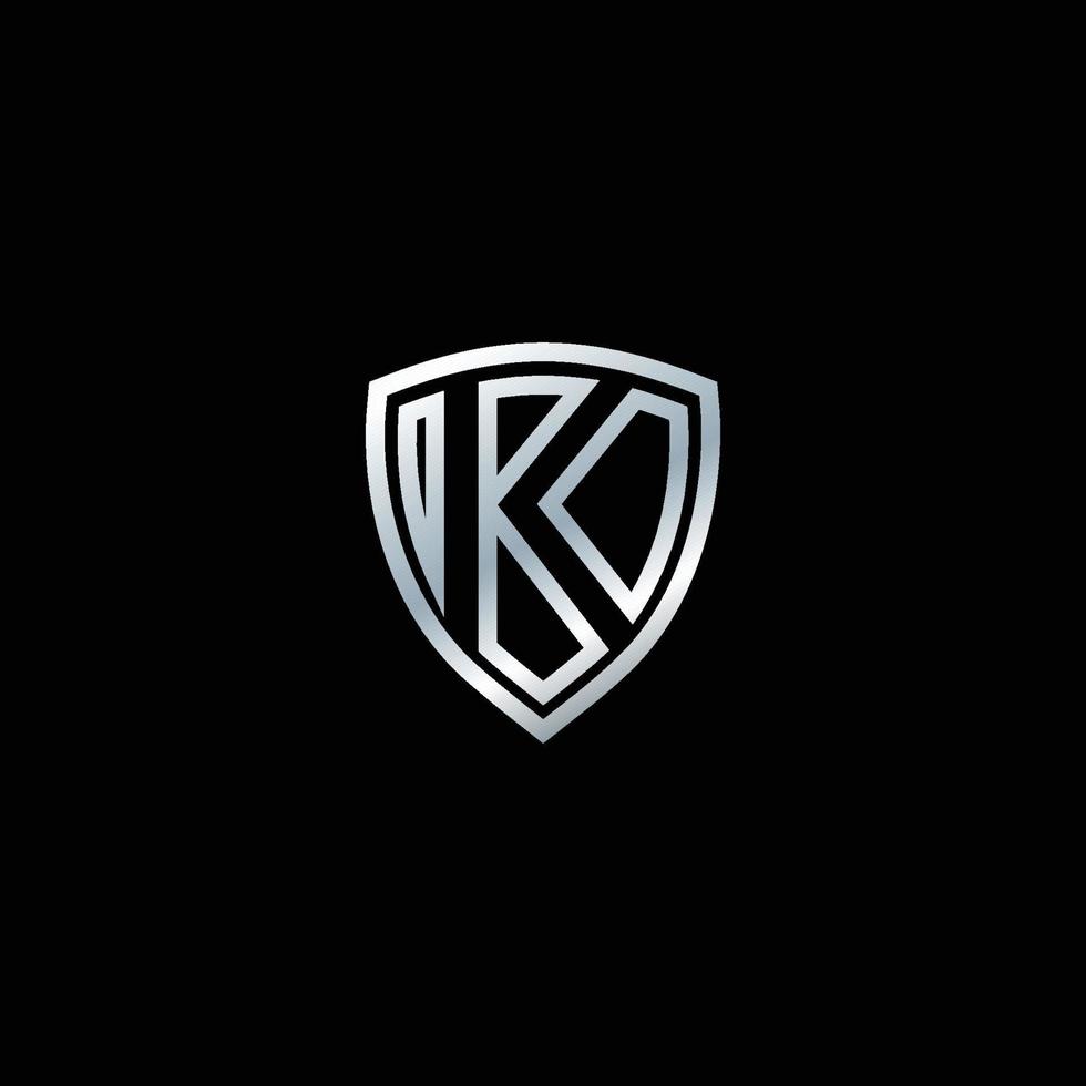 argento scudo logo design per lettera K. argento metallo logo. logo design per macchine, aziende e altri.. lettera scudo logo design concetto modello vettore