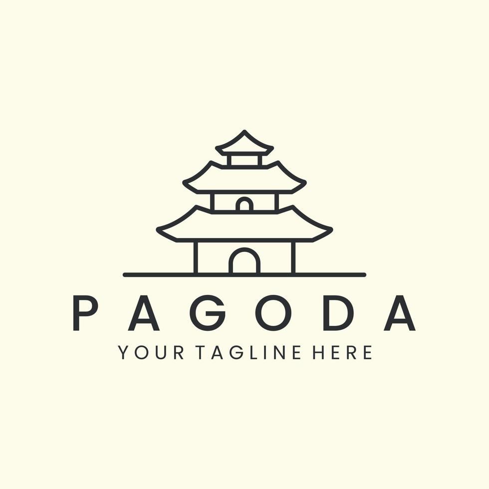 tradizionale pagoda minimalista linea arte stile logo vettore illustrazione icona modello design. cultura, religione, architettura illustrazione logo design