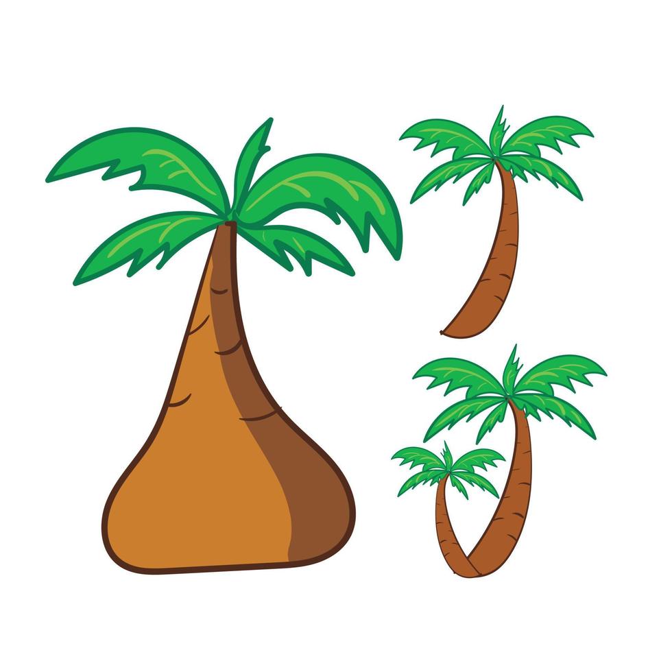 spiaggia icona impostato illustrazione, Noce di cocco albero. vettore