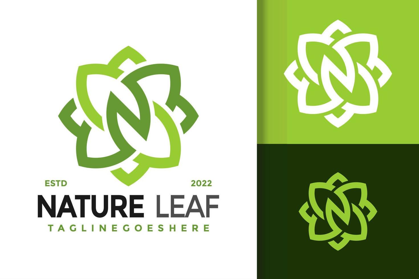 n lettera natura le foglie logo disegno, marca identità loghi vettore, moderno logo, logo disegni vettore illustrazione modello