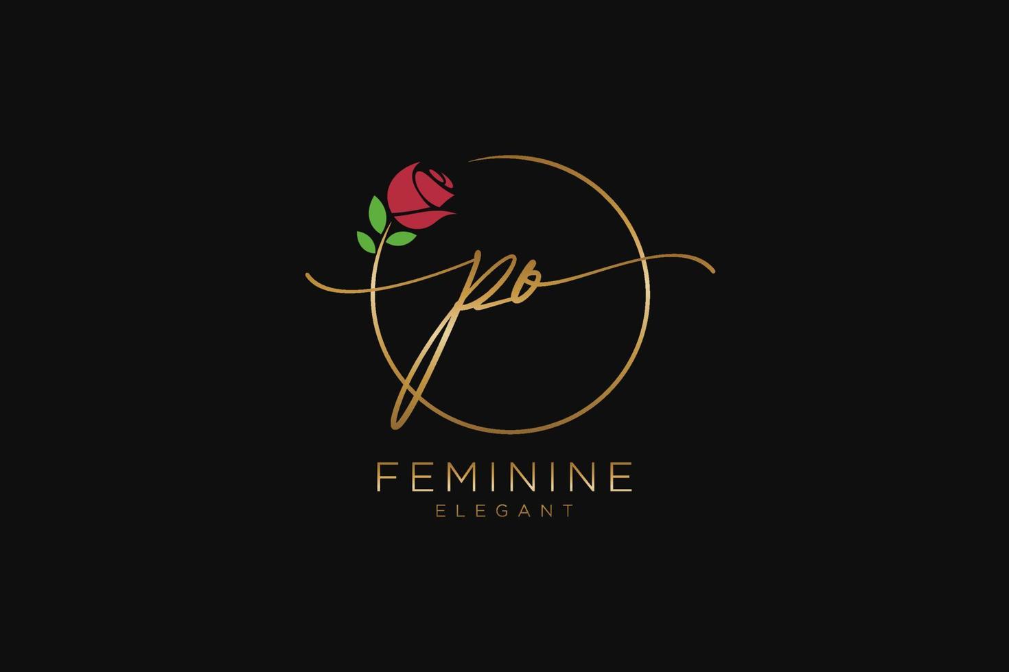 iniziale Po femminile logo bellezza monogramma e elegante logo disegno, grafia logo di iniziale firma, nozze, moda, floreale e botanico con creativo modello. vettore