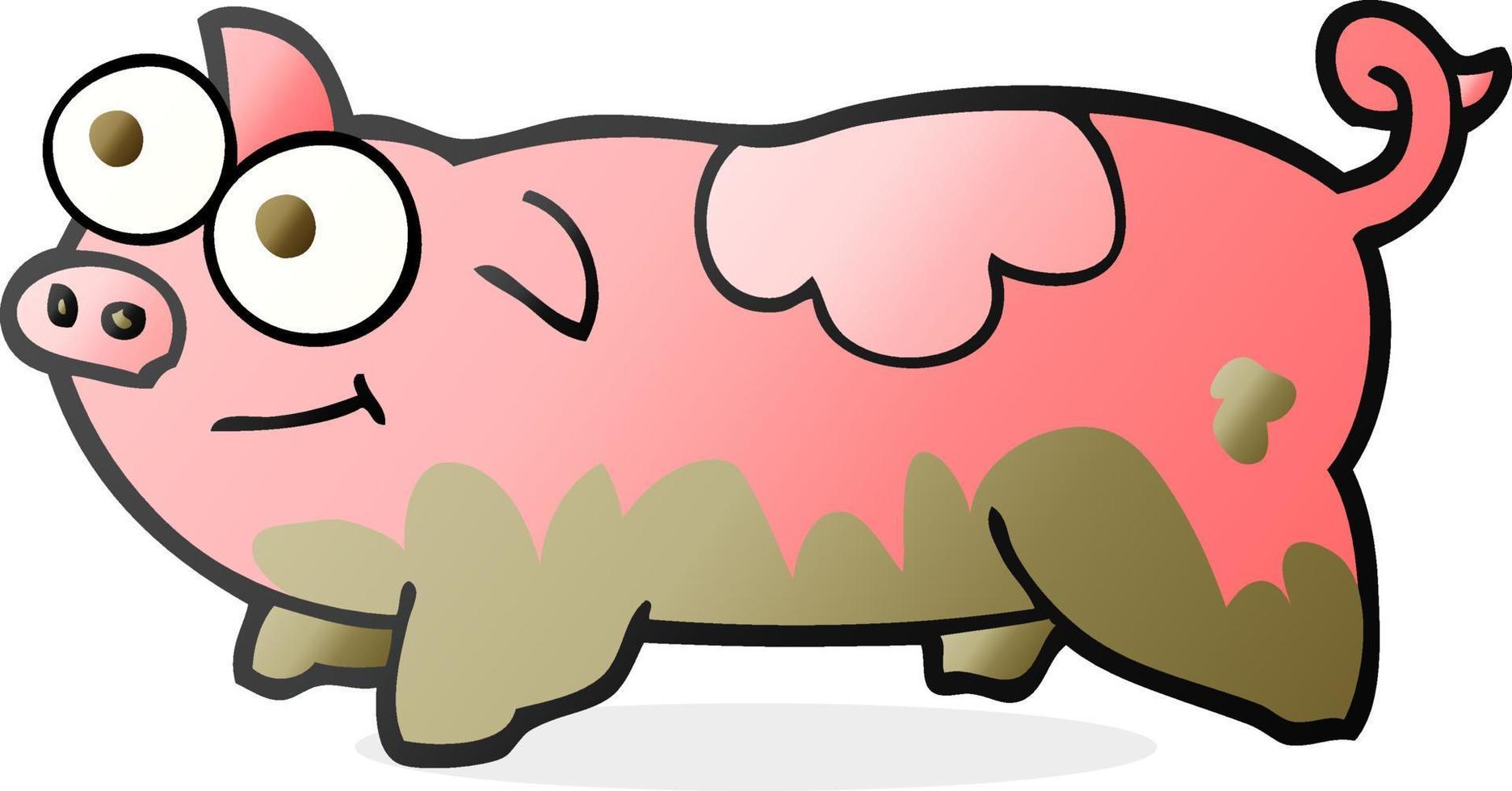 a mano libera disegnato cartone animato maiale vettore