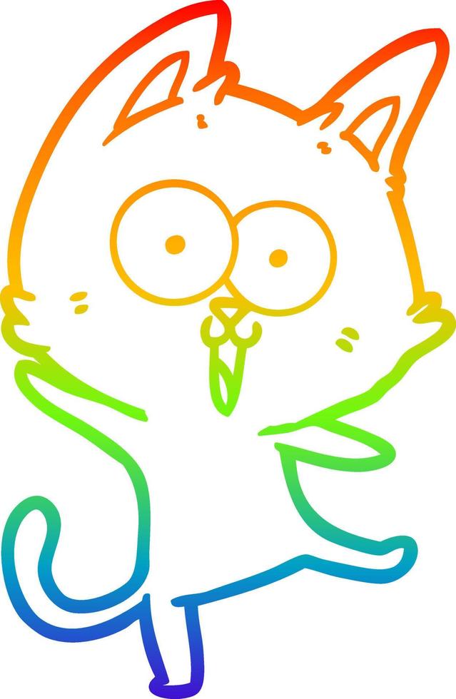 arcobaleno gradiente linea disegno divertente cartone animato gatto vettore