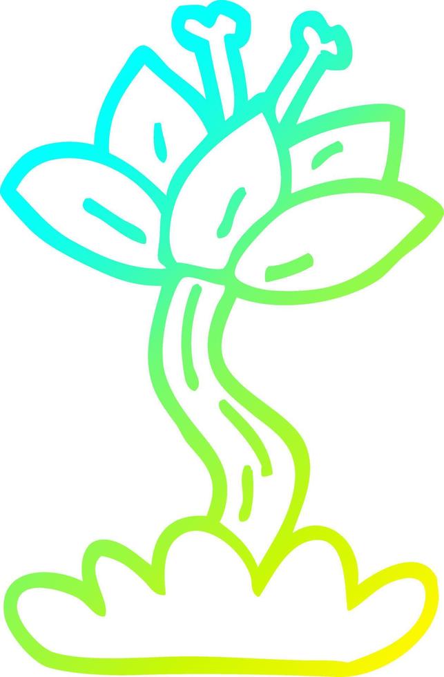 freddo pendenza linea disegno cartone animato lilly fiore vettore