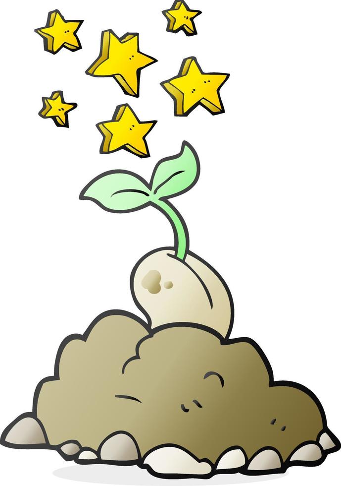 a mano libera disegnato cartone animato germinazione seme vettore