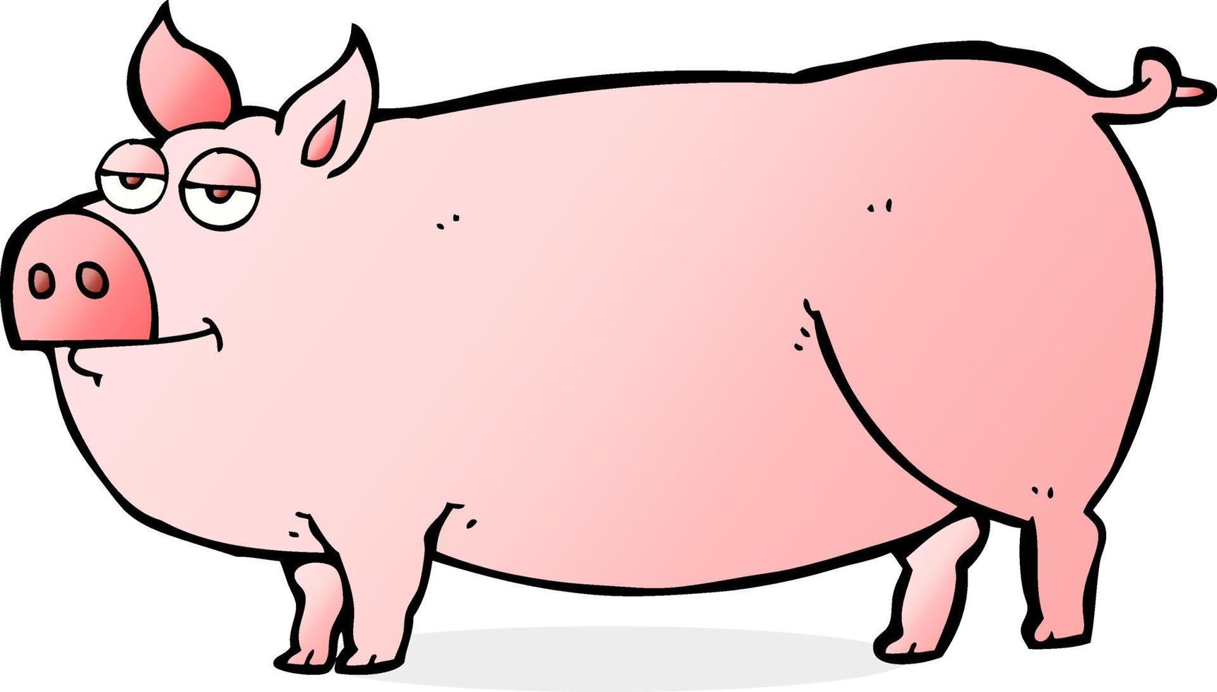 a mano libera disegnato cartone animato enorme maiale vettore