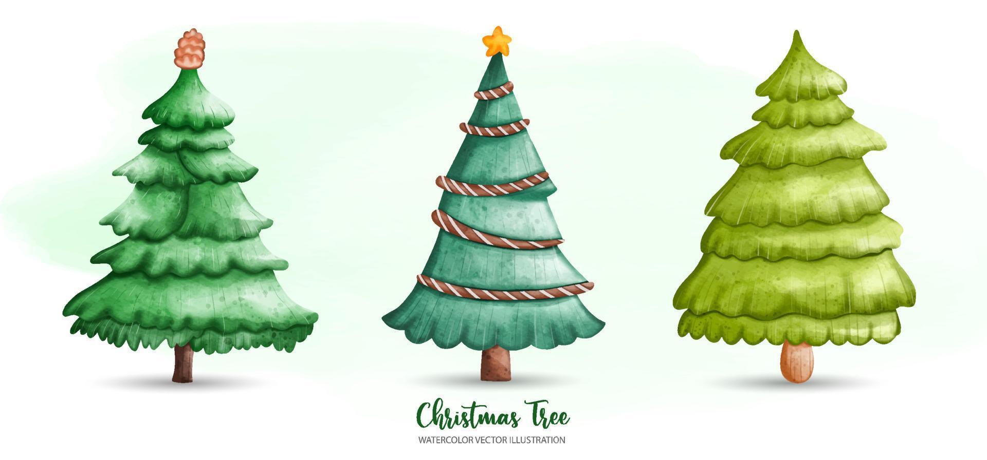 Natale albero clipart, acquerello illustrazione vettore