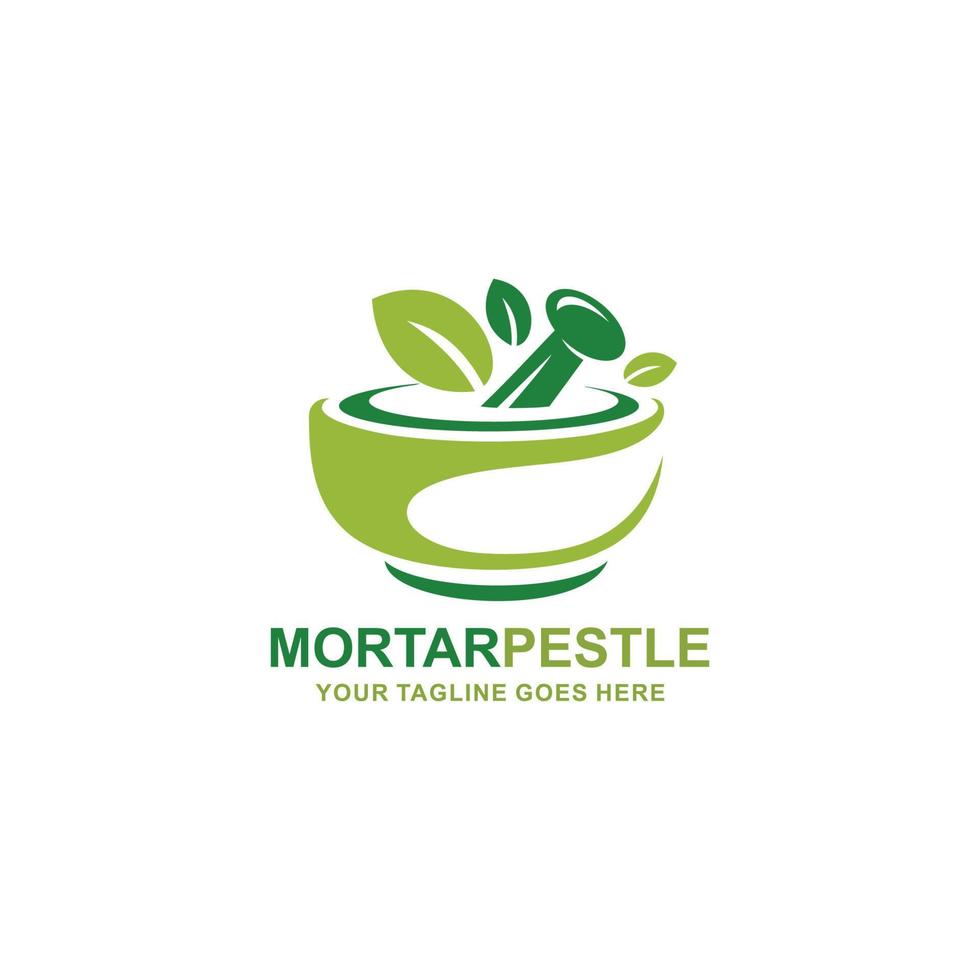 mortaio e pestello farmacia logo vettore