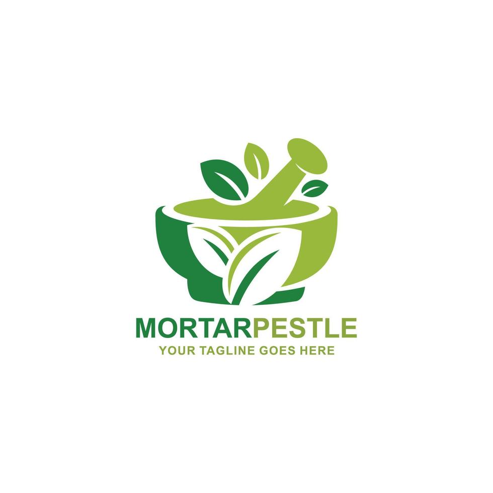 mortaio e pestello farmacia logo vettore