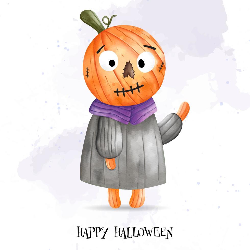 carino ragazzo nel Halloween costume vettore illustrazione. contento Halloween, acquerello vettore illustrazione