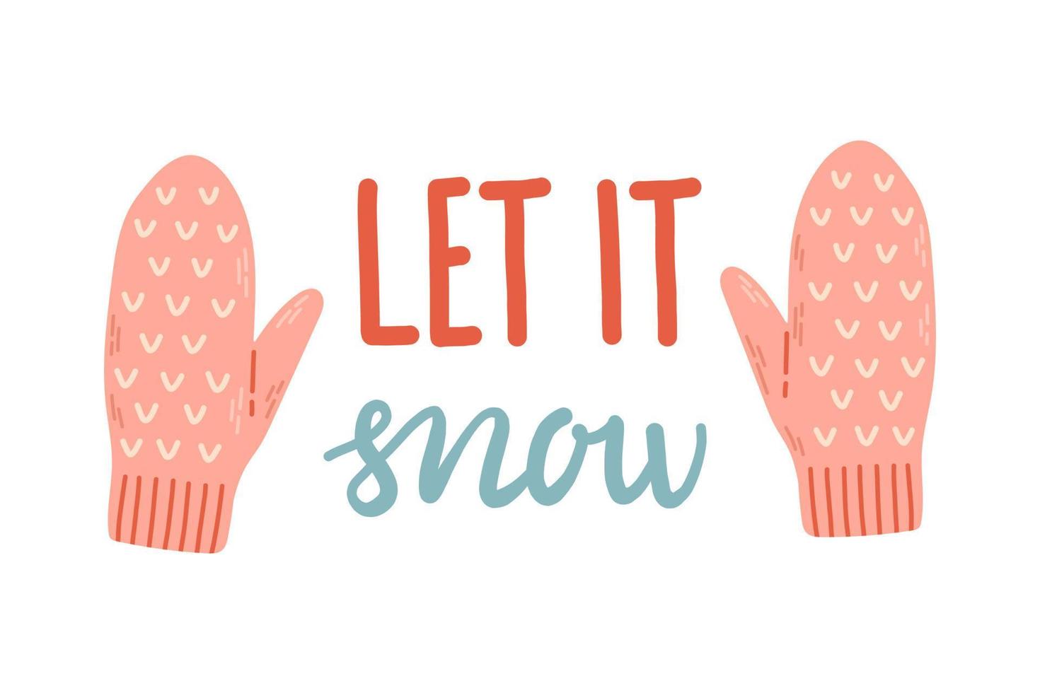 inverno di lana guanti lettering piatto design vettore illustrazione