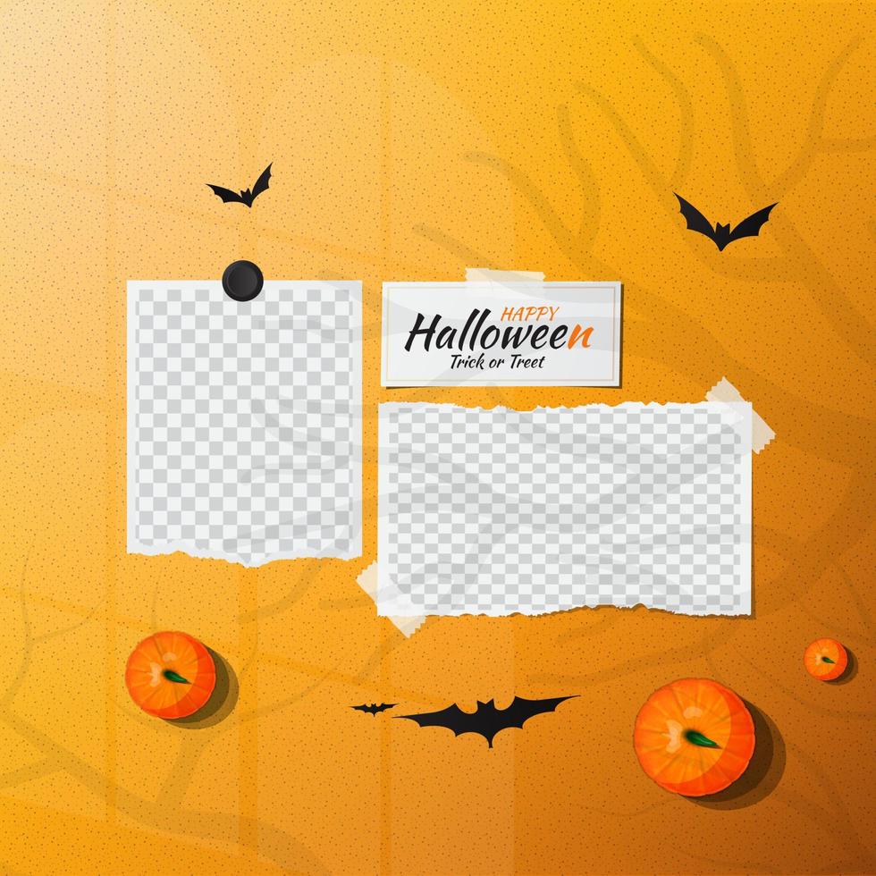 Halloween foto modello con carta telaio vettore