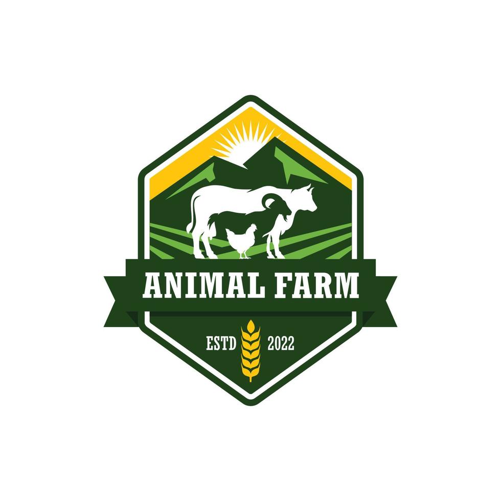 azienda agricola animale logo design vettore