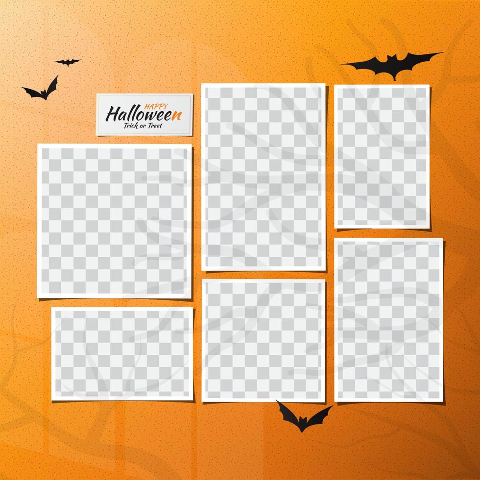 contento Halloween carta telaio foto modello vettore