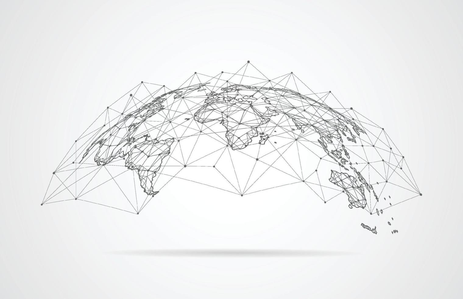 connessione di rete globale. punto della mappa del mondo e concetto di composizione della linea del business globale. illustrazione vettoriale