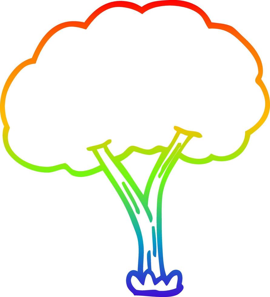albero di fioritura del fumetto del disegno della linea del gradiente dell'arcobaleno vettore