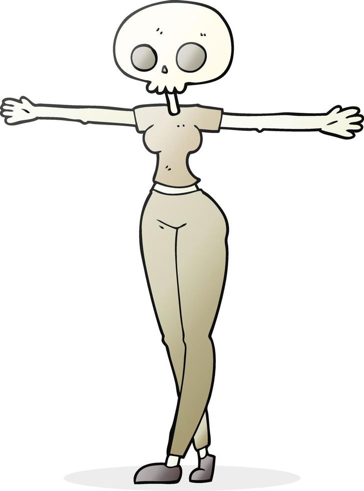 a mano libera disegnato cartone animato zombie donna vettore