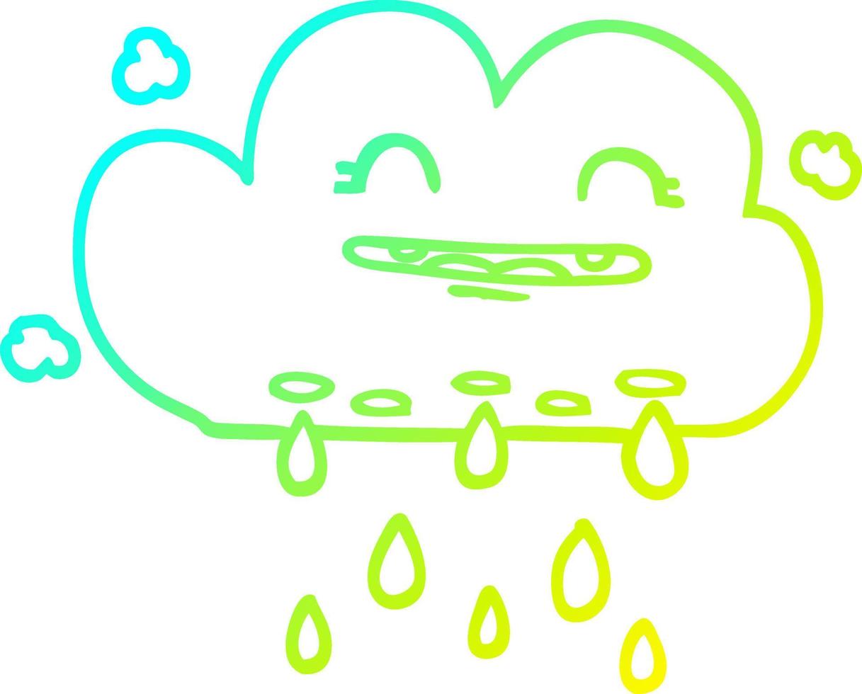 nuvola di pioggia del fumetto di disegno a tratteggio a gradiente freddo vettore