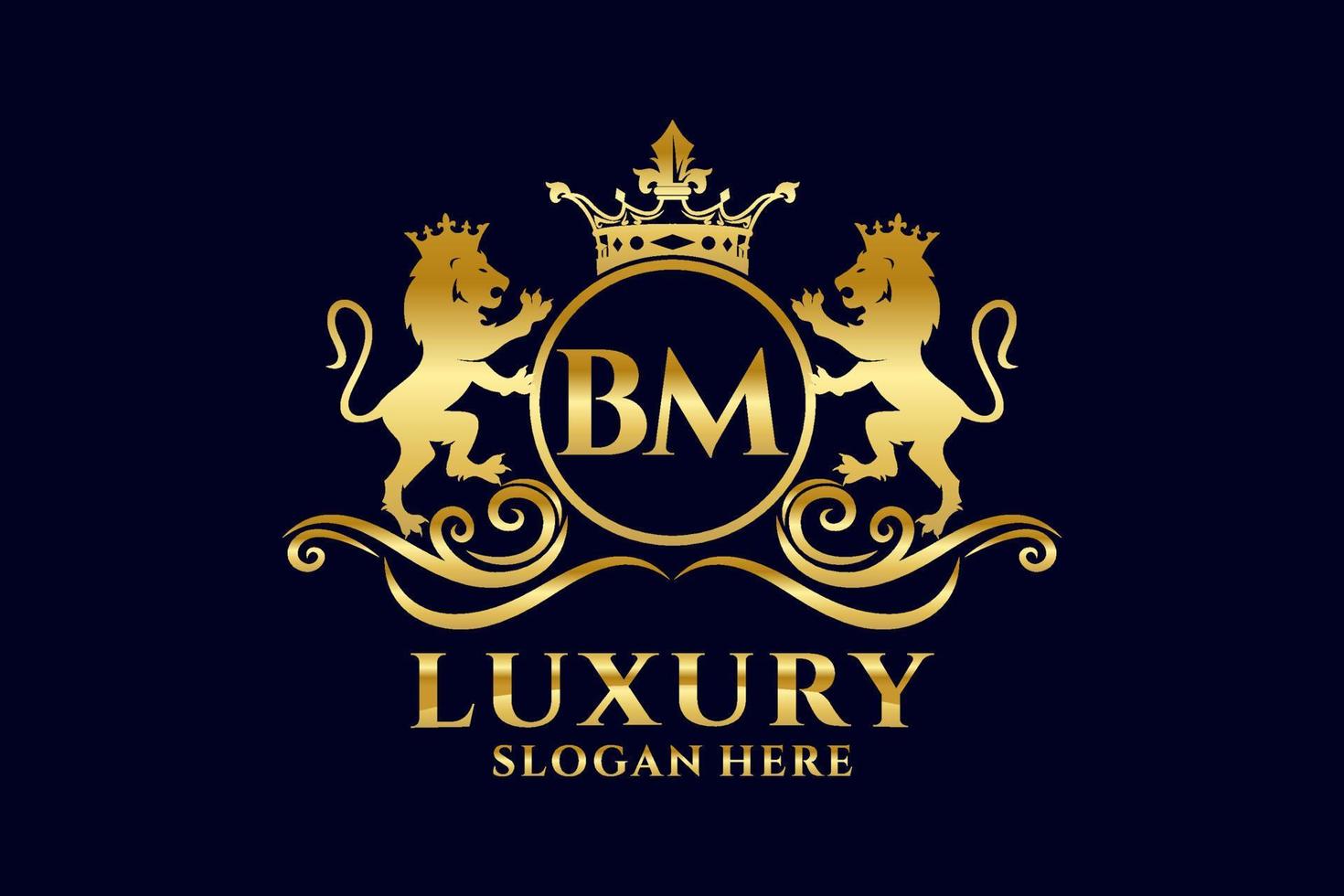 iniziale bm lettera Leone reale lusso logo modello nel vettore arte per lussuoso il branding progetti e altro vettore illustrazione.