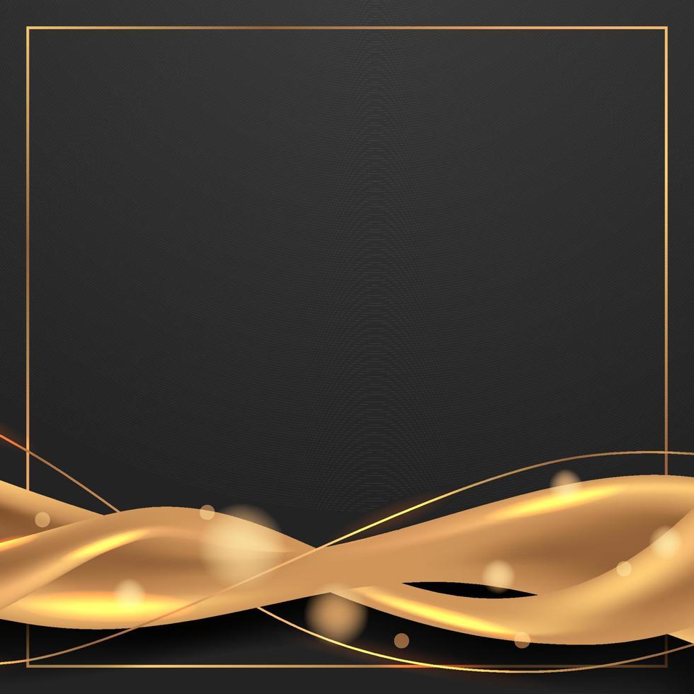 astratto liscio d'oro 3d seta tessuto nastro per lusso elegante con buio sfondo vettore