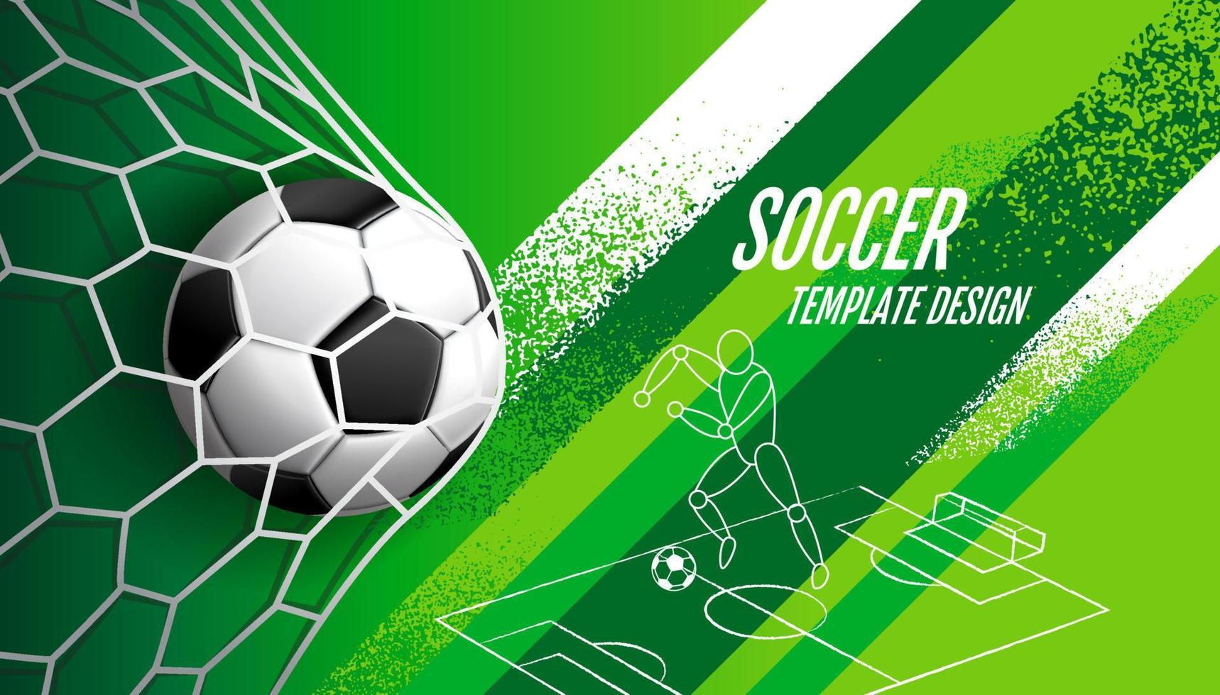 design del modello di calcio, banner di calcio, design del layout sportivo, tema verde, vettore