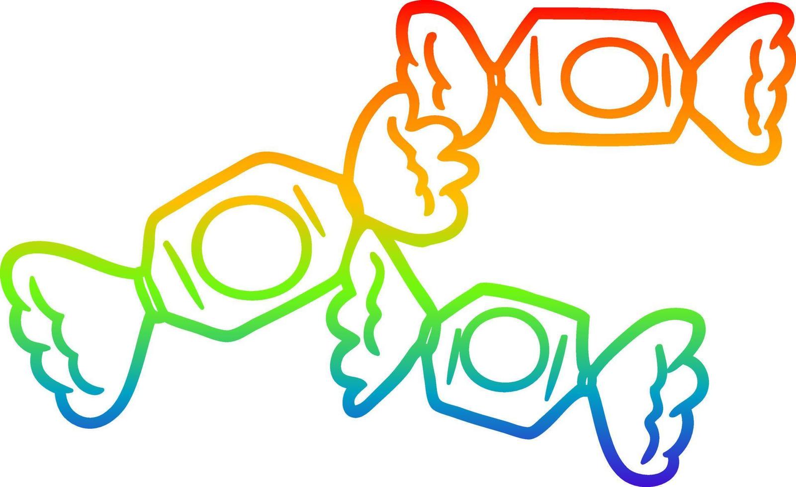 caramella avvolta del fumetto del disegno della linea del gradiente dell'arcobaleno vettore