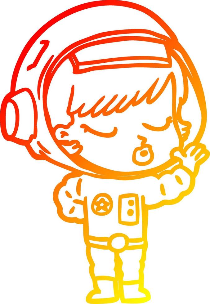 caldo gradiente disegno cartone animato bella ragazza astronauta vettore