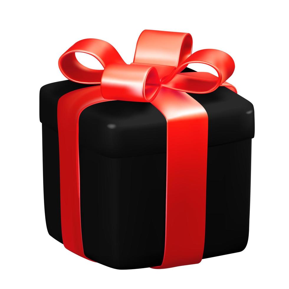 nero regalo scatola con rosso nastro. vettore illustrazione