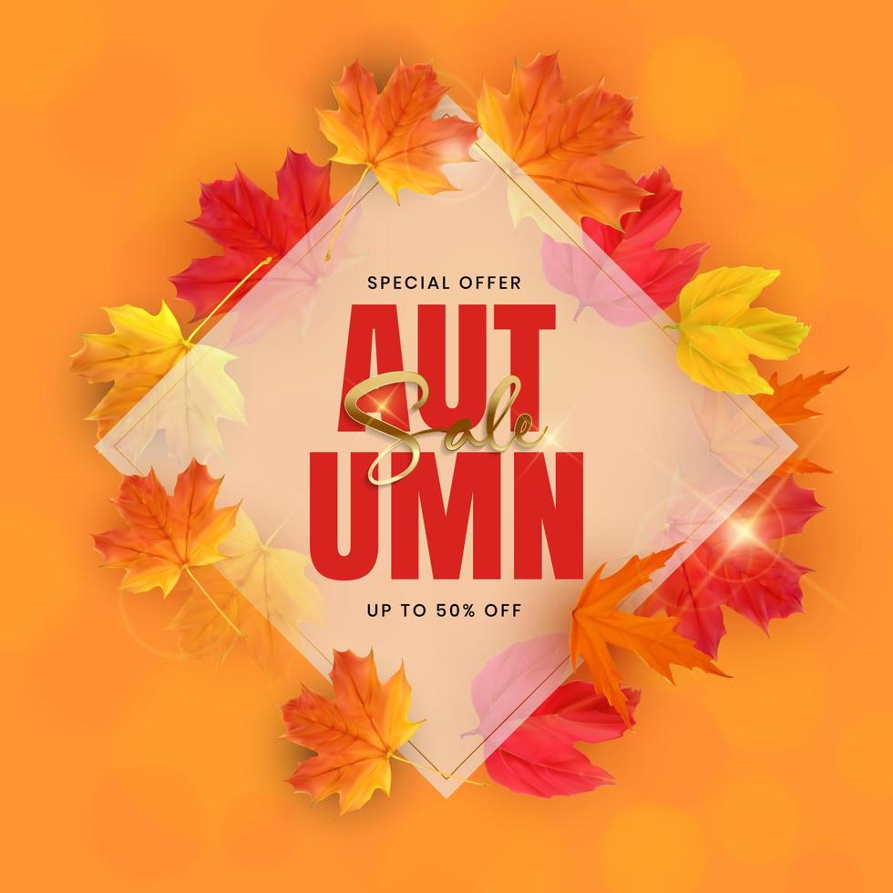 autunno vendita manifesto con caduta le foglie. vettore illustrazione